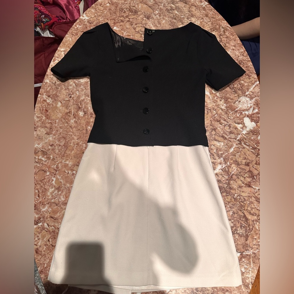 White House Black Market Black and Cream Mini Dress